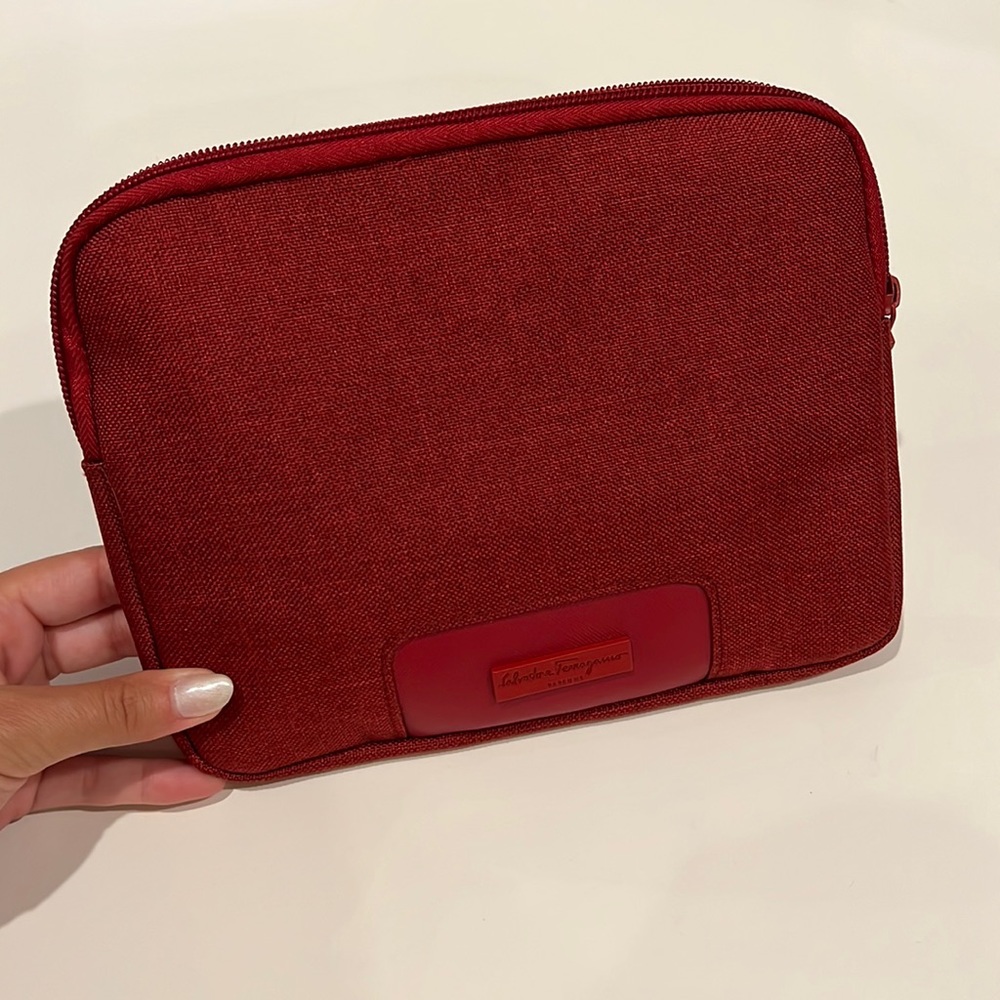 Salvatore Ferragamo red cosmetic bag
